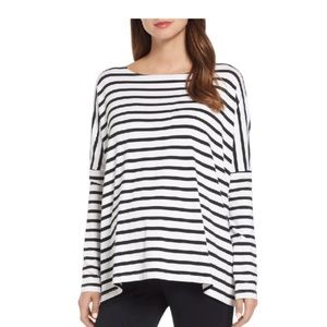 HATCH LONG SLEEVE TEE IN BLACK/ WHITE STRIPE S